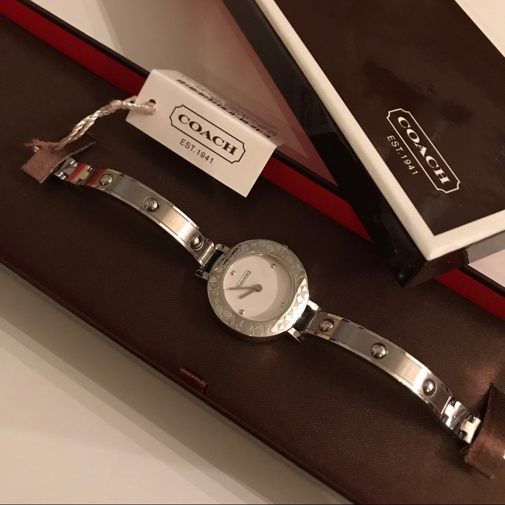 Coach monogram silver watch